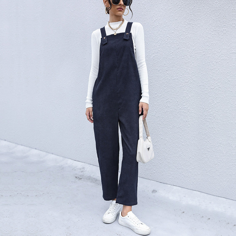 🍂 Cozy & Effortless – Women’s Autumn Corduroy Suspender Pants - Daily Cozy Closet
