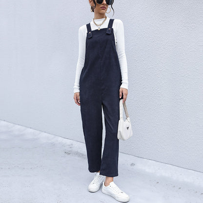 🍂 Cozy & Effortless – Women’s Autumn Corduroy Suspender Pants - Daily Cozy Closet