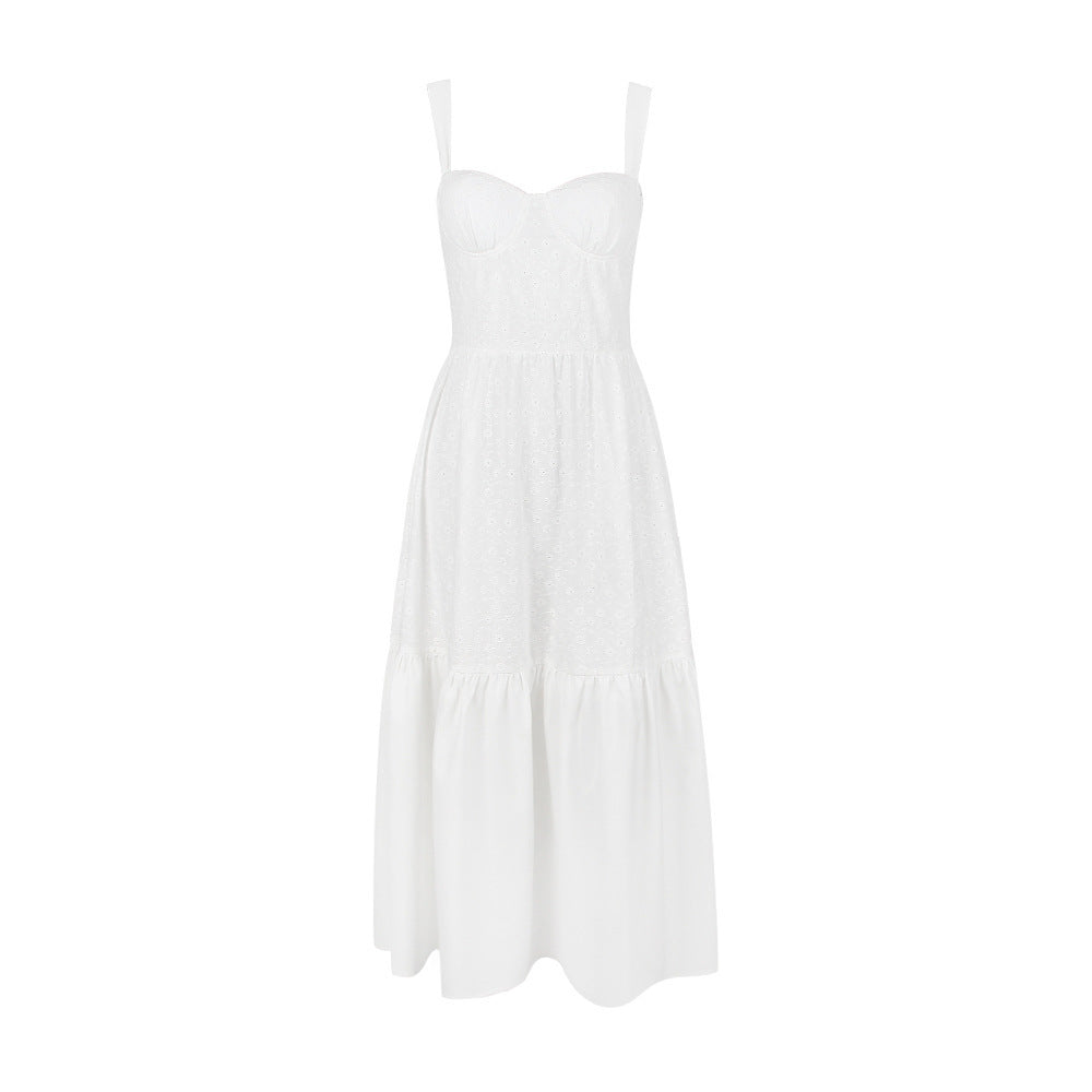 🤍 Elegant Simplicity – Cotton Linen White Mid-Length Dress - Daily Cozy Closet