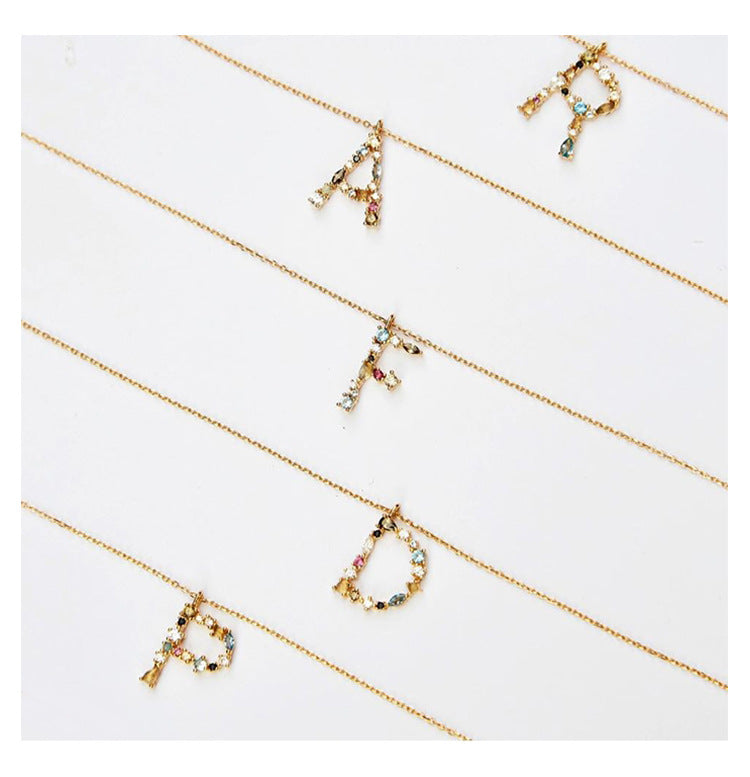 ✨ Shine Bright, Spell It Out – Colorful Crystal Letter Necklace in 925 Silver - Daily Cozy Closet