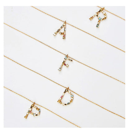 ✨ Shine Bright, Spell It Out – Colorful Crystal Letter Necklace in 925 Silver - Daily Cozy Closet