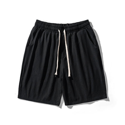 ☀️ Cotton Line Shorts for Men – Summer Elastic Waist Casual Comfort - Daily Cozy Closet