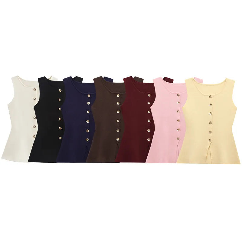 🖤 Effortless Edge – European & American Style Button-Up Knit Vest - Daily Cozy Closet