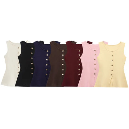 🖤 Effortless Edge – European & American Style Button-Up Knit Vest - Daily Cozy Closet