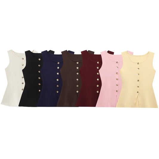 🖤 Effortless Edge – European & American Style Button-Up Knit Vest - Daily Cozy Closet