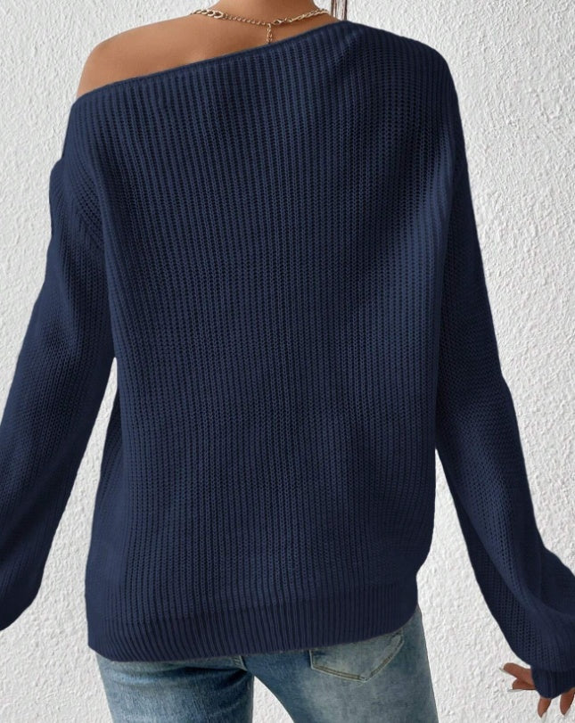 🖤 Asymmetrical Ribbed Knit Sweater – Casual, Cozy & Fashion-Forward - Daily Cozy Closet