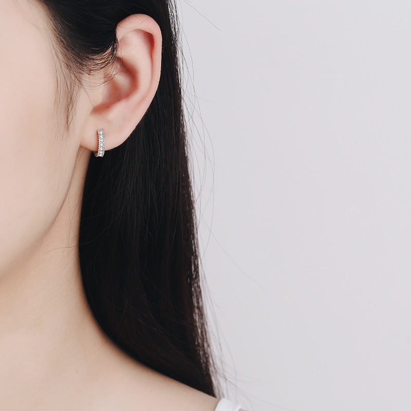 💎 S925 Silver Earrings Female Inlaid D Color Moissanite Ear Ring - Daily Cozy Closet