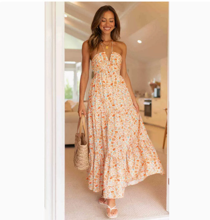 🌈 Flow in Color – Chiffon V-Neck Sleeveless Swing Dress - Daily Cozy Closet