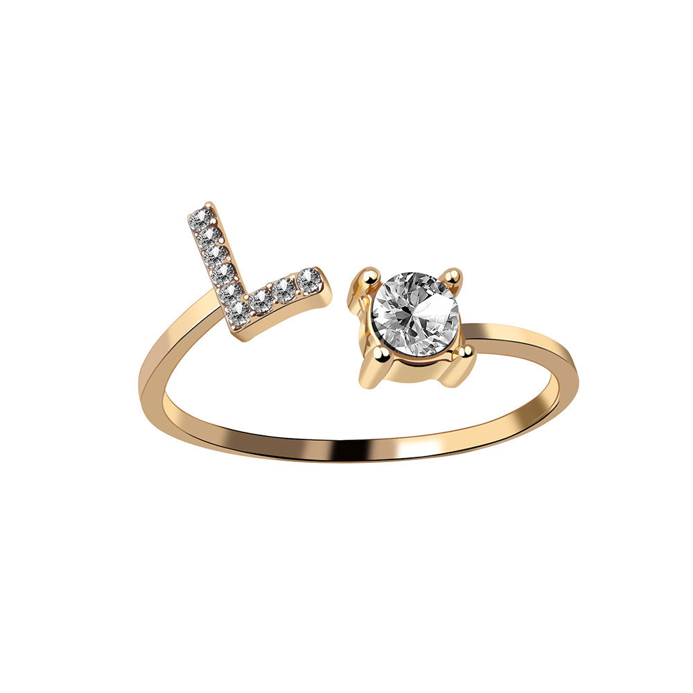 New Design Adjustable 26 Initial Letter Ring Fashion Jewelry For Women Simple Elegant Jewelry - Daily Cozy Closet