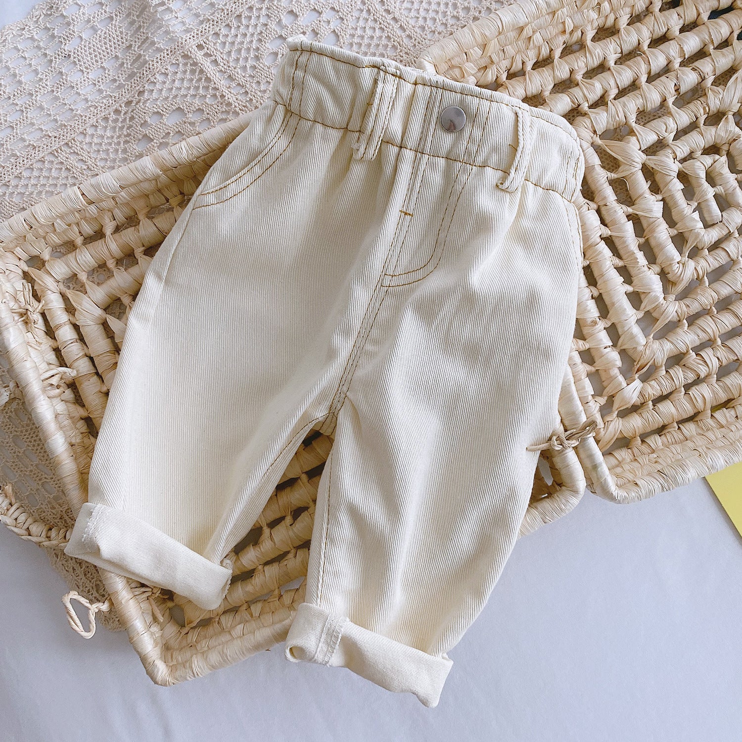 Baby Solid Color Casual High Waist Soft Jeans - Daily Cozy Closet