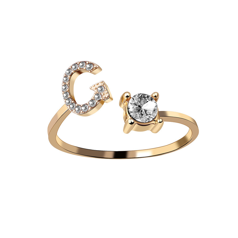 New Design Adjustable 26 Initial Letter Ring Fashion Jewelry For Women Simple Elegant Jewelry - Daily Cozy Closet