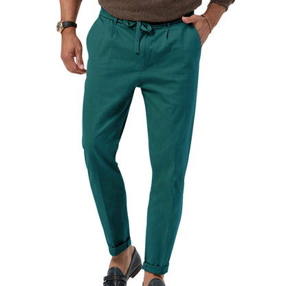 🧵 Effortless Meets Polished – Men’s Drawstring Straight-Leg Suit Pants