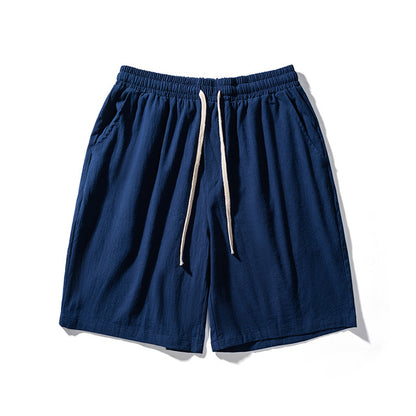☀️ Cotton Line Shorts for Men – Summer Elastic Waist Casual Comfort - Daily Cozy Closet