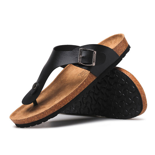 🩴 Slippers Summer Flip-Flops Beach Shoes Couples Cork Leisure Flip Flops - Daily Cozy Closet