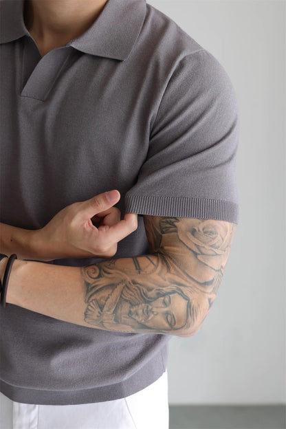 ❄️ Cool & Refined – Summer Ice Silk Lapel Knitwear for Men - Daily Cozy Closet