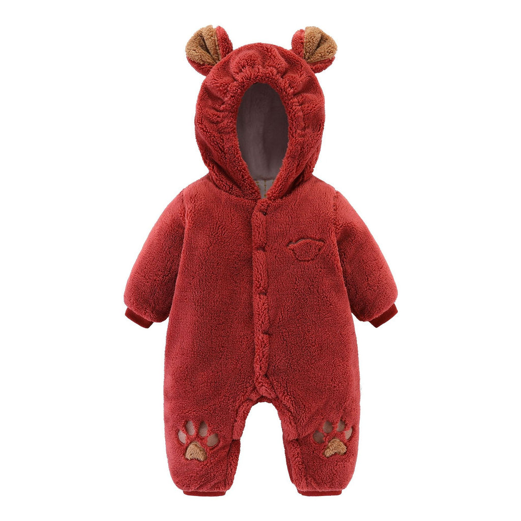 👶 Newborn Quilted Baby Romper – Cozy Rice Velvet Onesie - Daily Cozy Closet