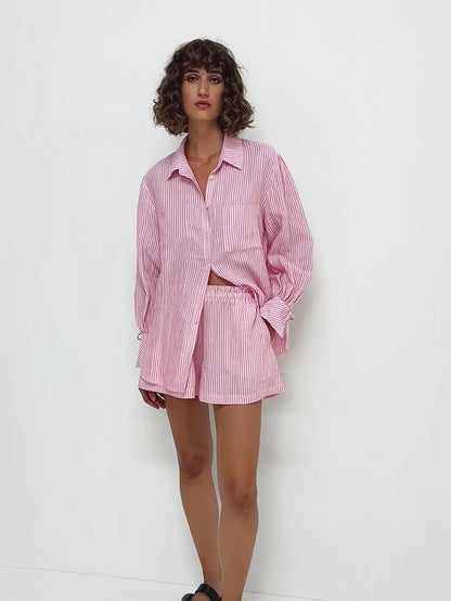 🏝️Pure Cotton Striped Shirt Outfit Ins Style Casual - Daily Cozy Closet