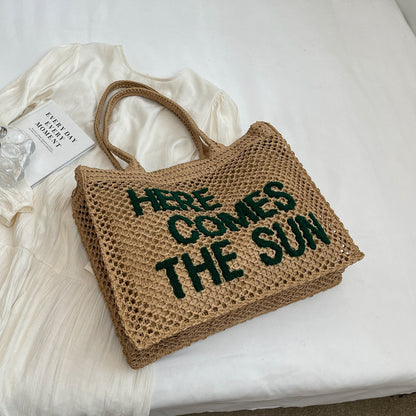 👜 Breezy, Bold & Ready to Go – Woven Hollow Straw Tote Shoulder Bag - Daily Cozy Closet